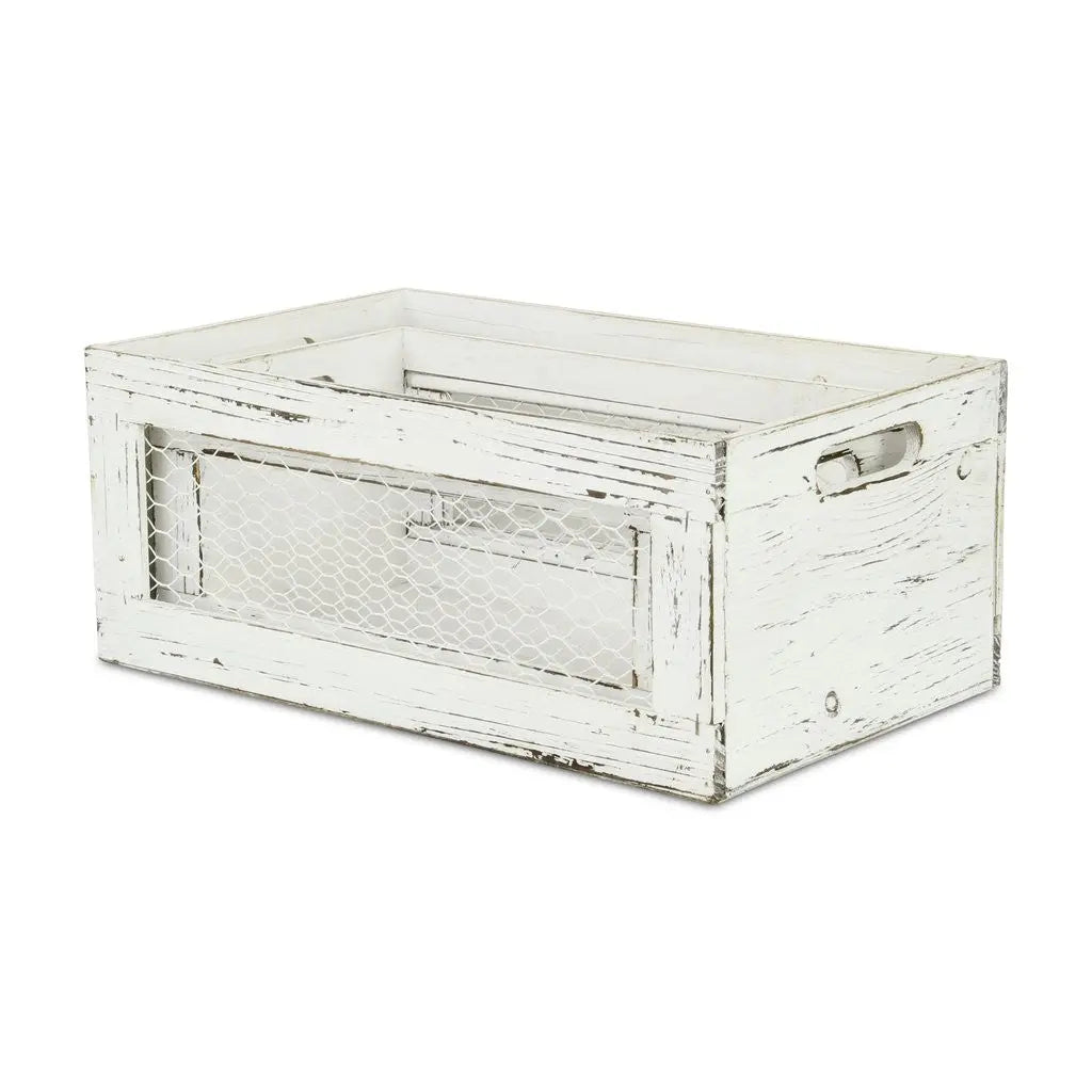 Set of Two White Solid Wood Crate HomeRoots