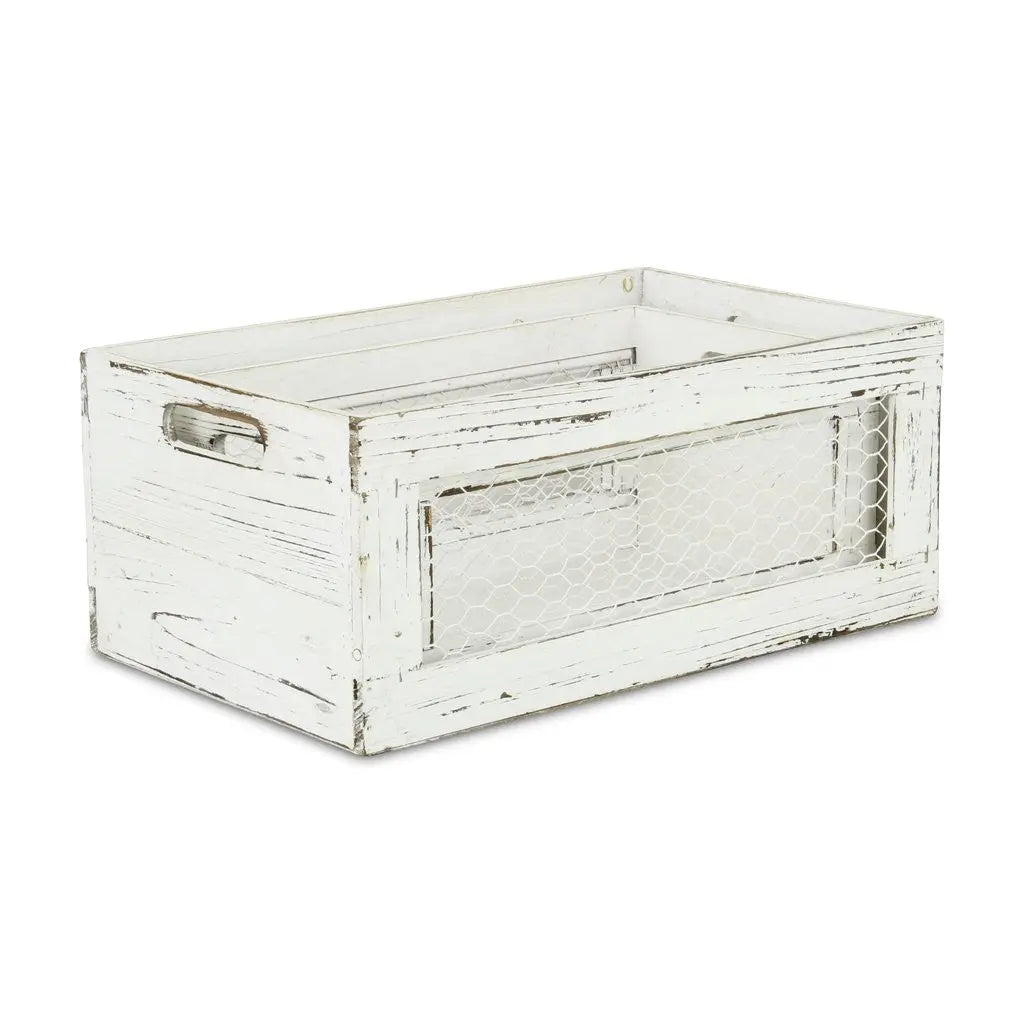 Set of Two White Solid Wood Crate HomeRoots