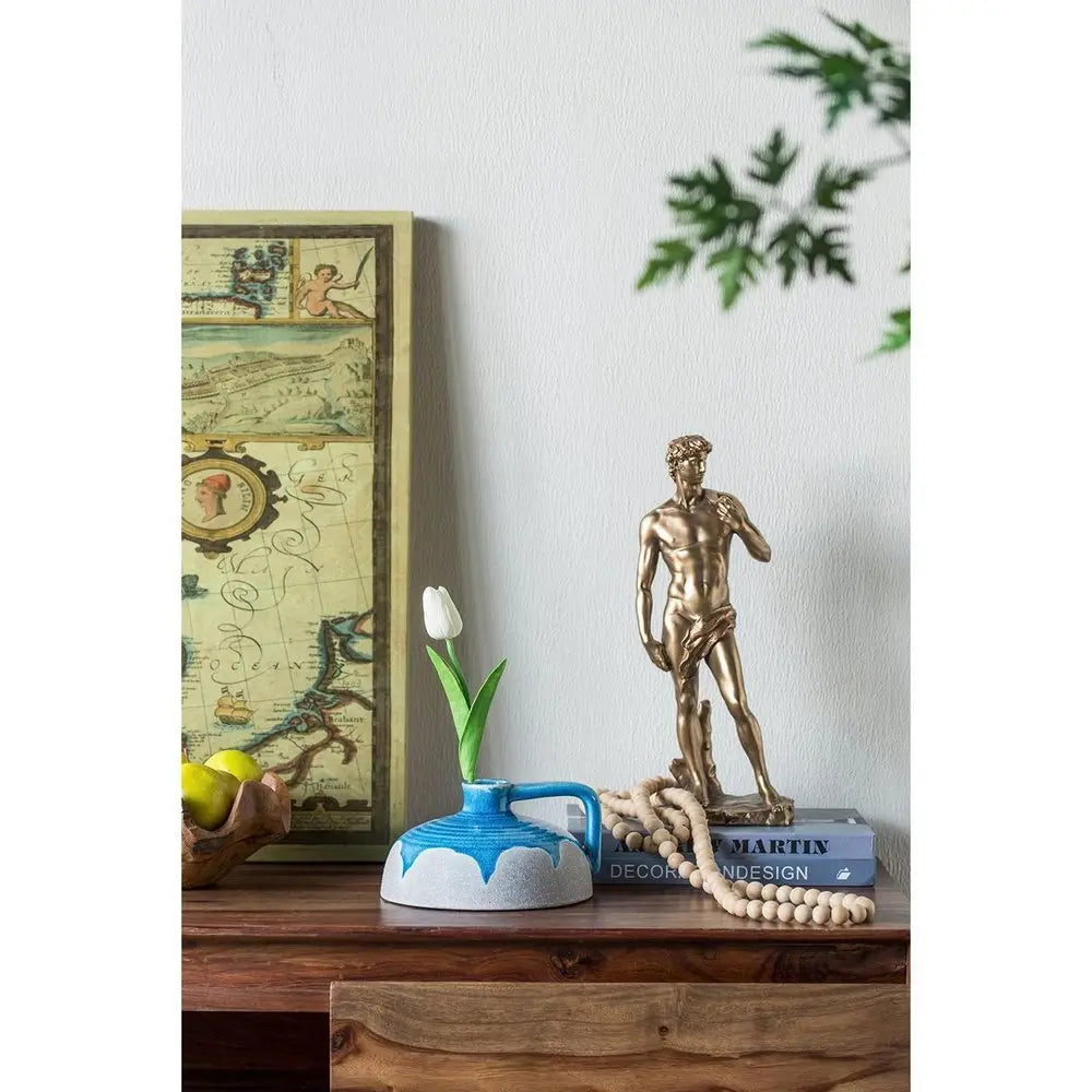 4" Blue and Gray Bud Ceramic Jug Vase With Does Not Apply - NOBLE HOME INTERIORS