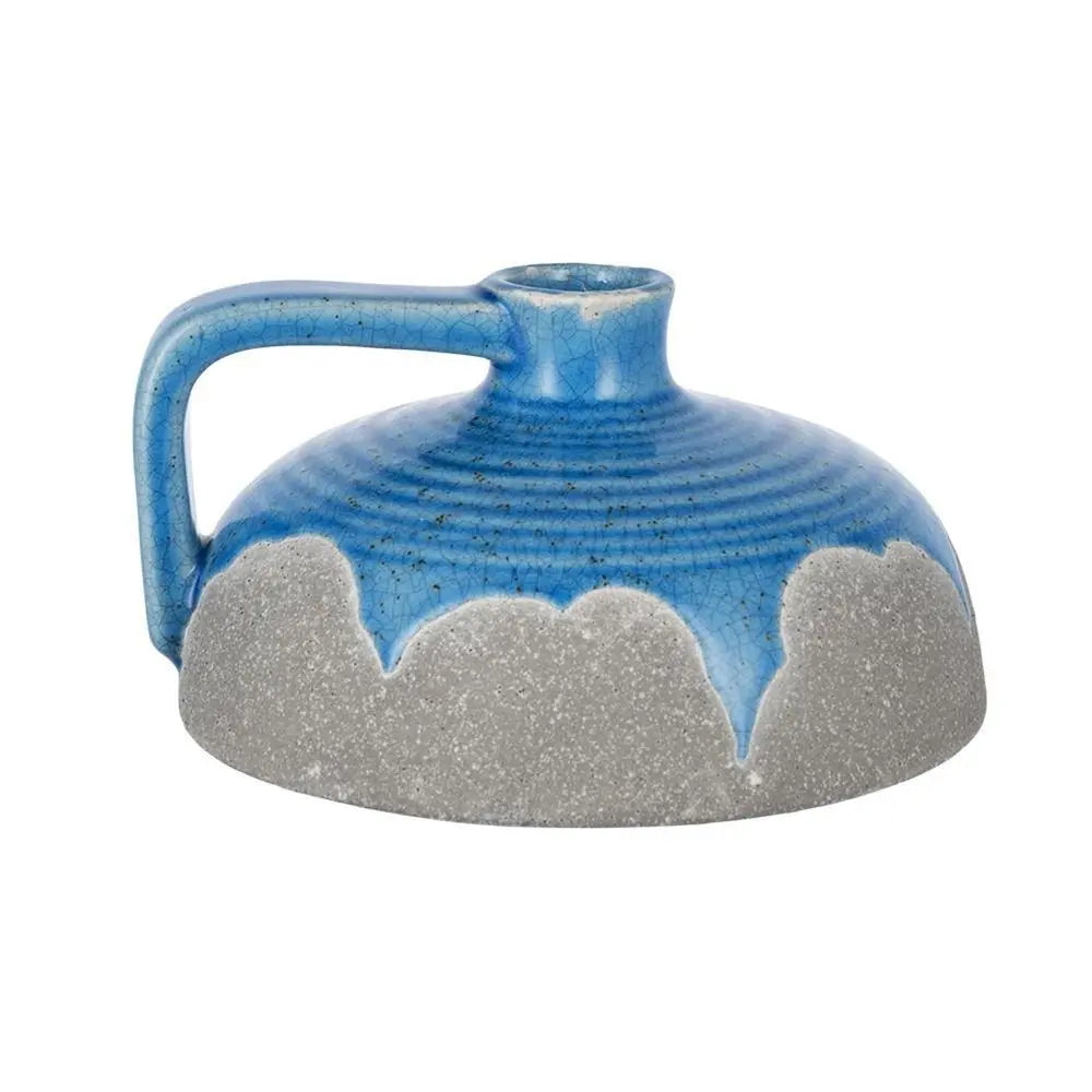 4" Blue and Gray Bud Ceramic Jug Vase With Does Not Apply - NOBLE HOME INTERIORS