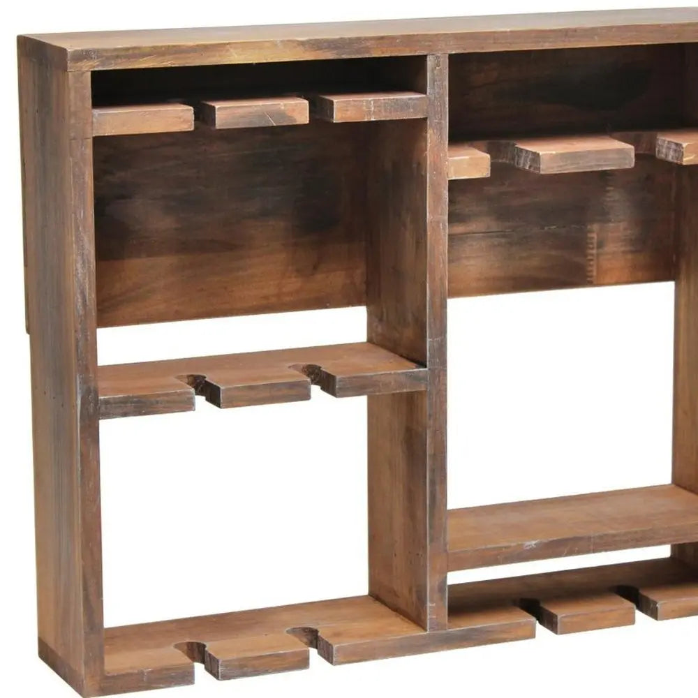 4" Brown Wood Entertainment Organizer - NOBLE HOME INTERIORS