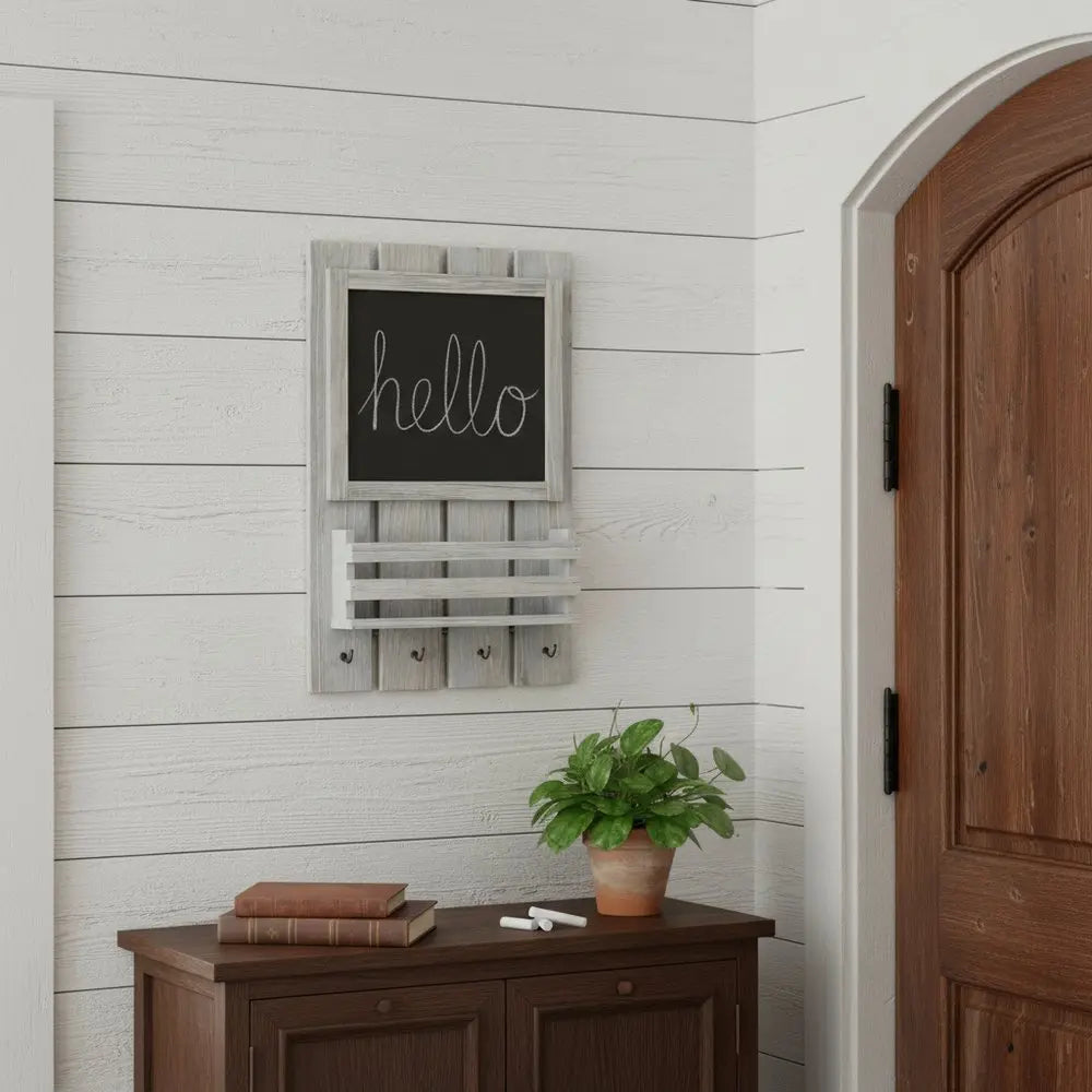 4" Gray Wood Desk Organizer Set - NOBLE HOME INTERIORS