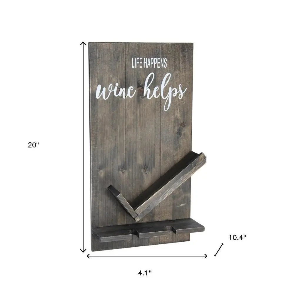 4" Gray Wood Entertainment Organizer - NOBLE HOME INTERIORS