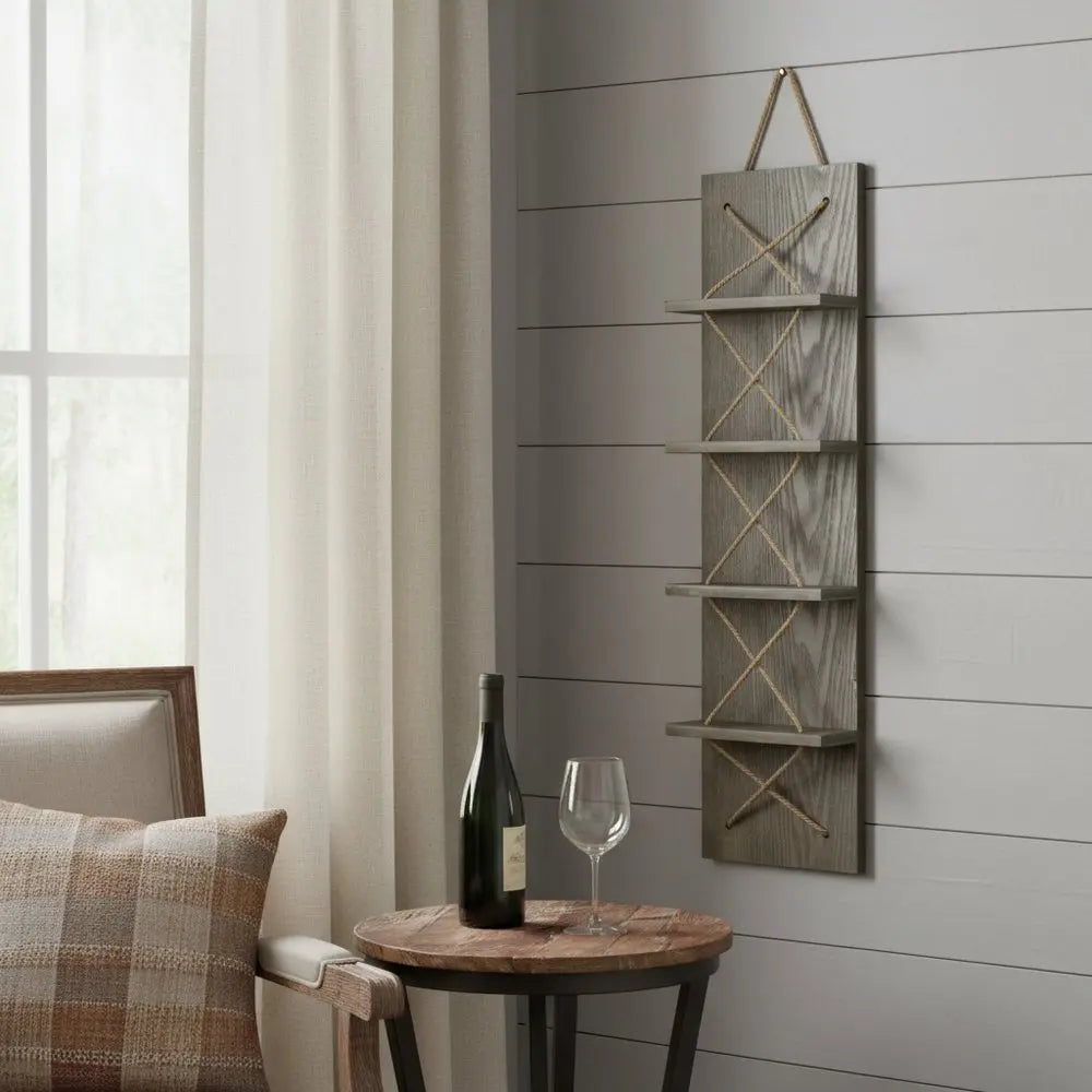 4" Gray Wood Entertainment Organizer - NOBLE HOME INTERIORS