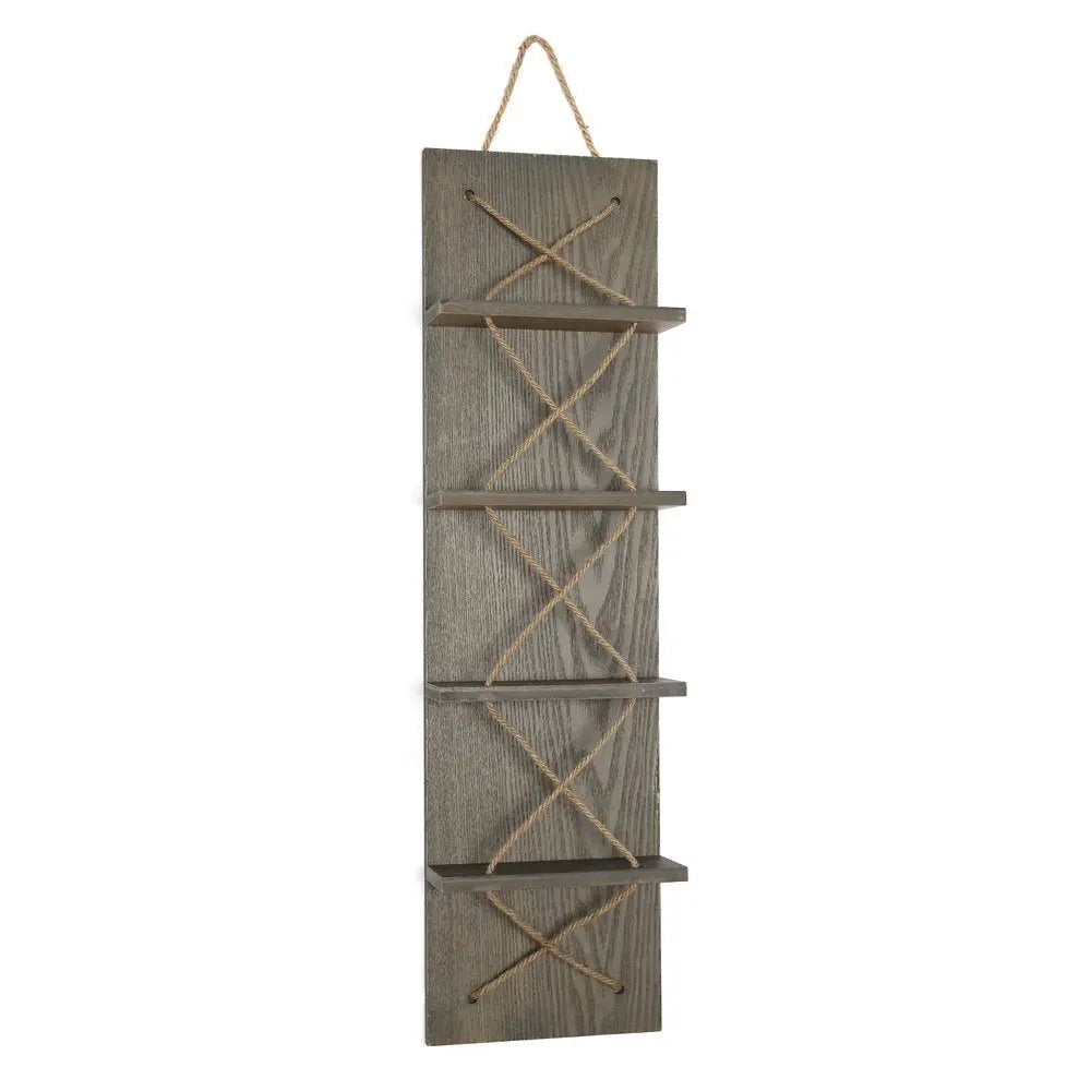4" Gray Wood Entertainment Organizer - NOBLE HOME INTERIORS