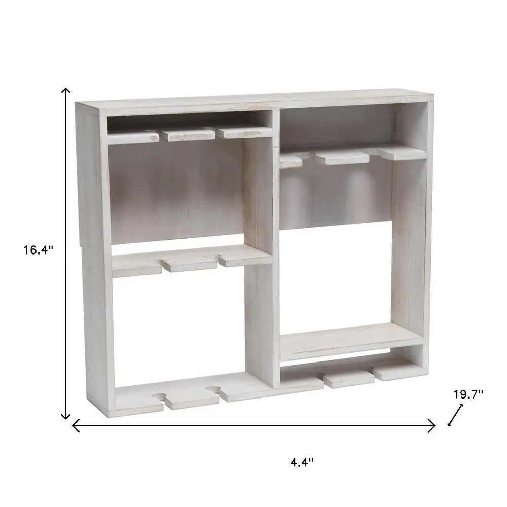 4" White Wood Entertainment Organizer - NOBLE HOME INTERIORS