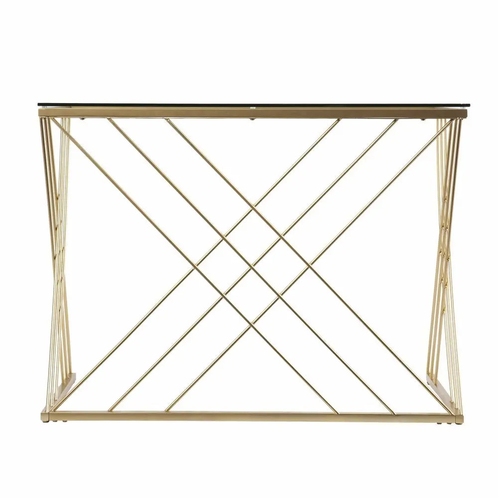 40" Clear and Gold Glass Writing Desk - NOBLE HOME INTERIORS