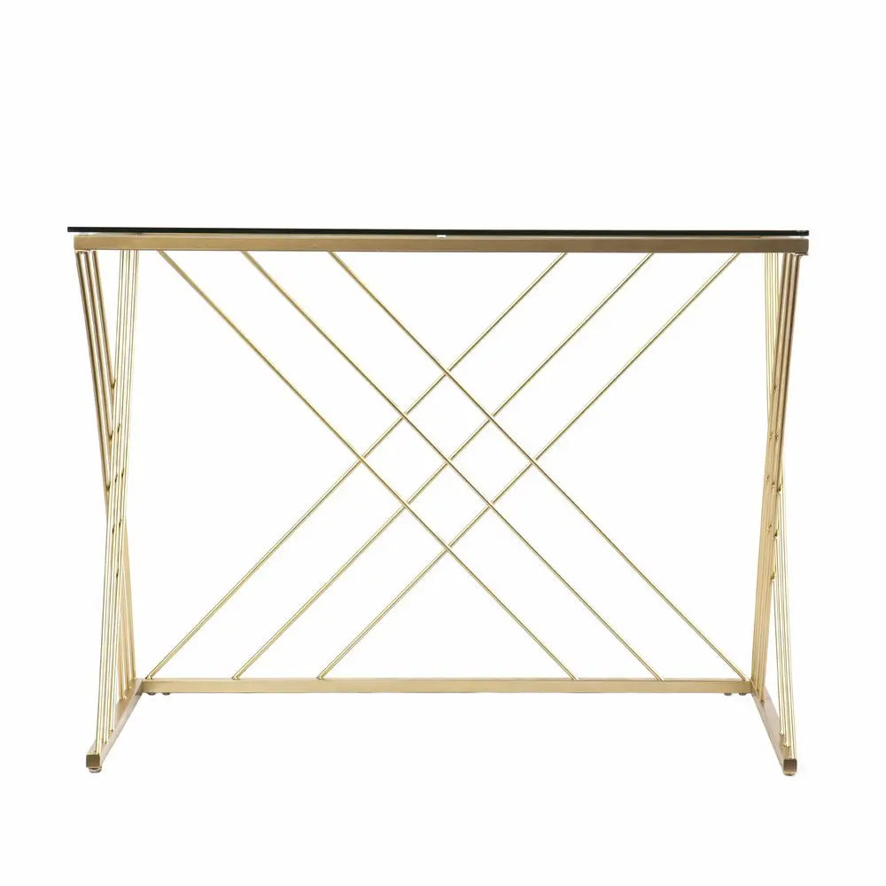 40" Clear and Gold Glass Writing Desk - NOBLE HOME INTERIORS