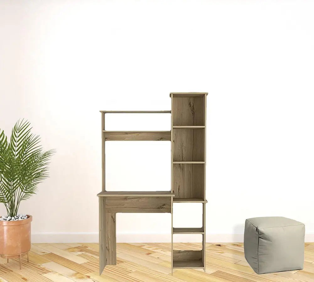 40" Natural Computer Desk With Hutch - NOBLE HOME INTERIORS