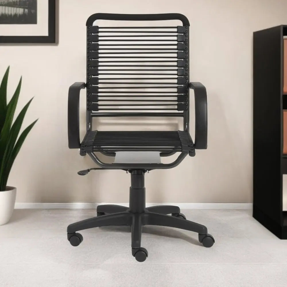 Black Adjustable Swivel Bungee Rolling Office Chair HomeRoots