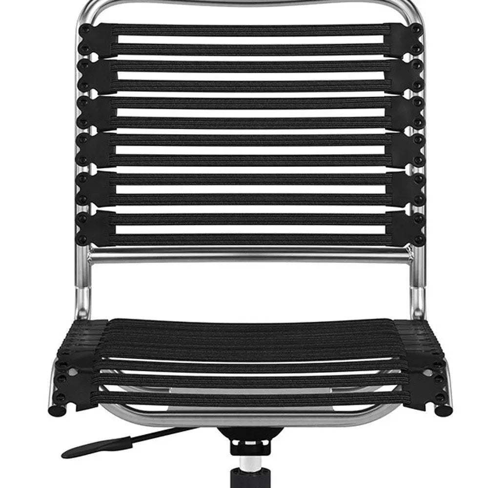 Black and Silver Adjustable Swivel Bungee Rolling Office Chair HomeRoots