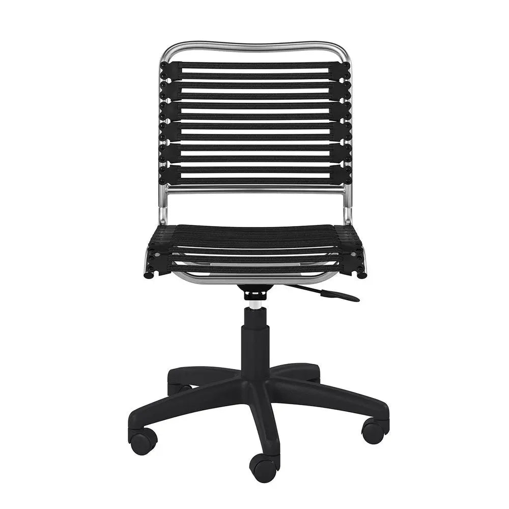 Black and Silver Adjustable Swivel Bungee Rolling Office Chair HomeRoots