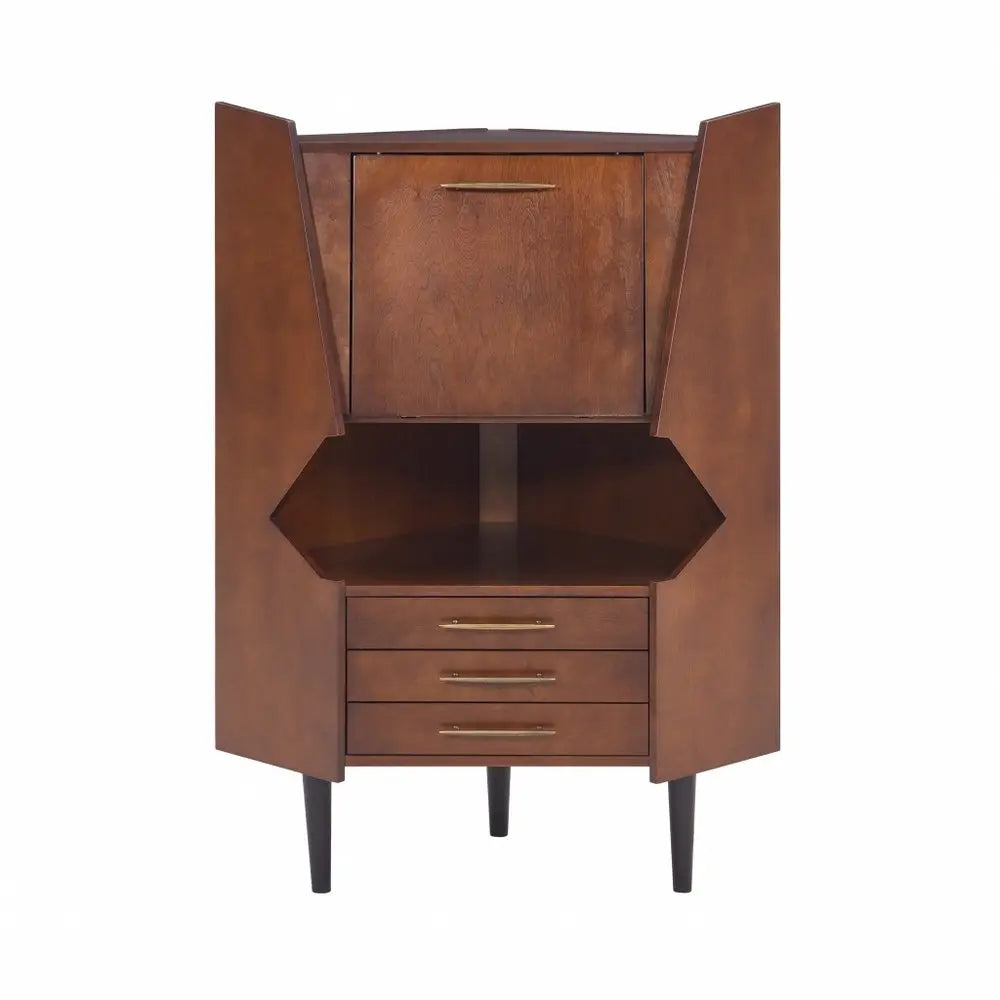 Cosmo Brown and Black Corner Bar Cabinet HomeRoots