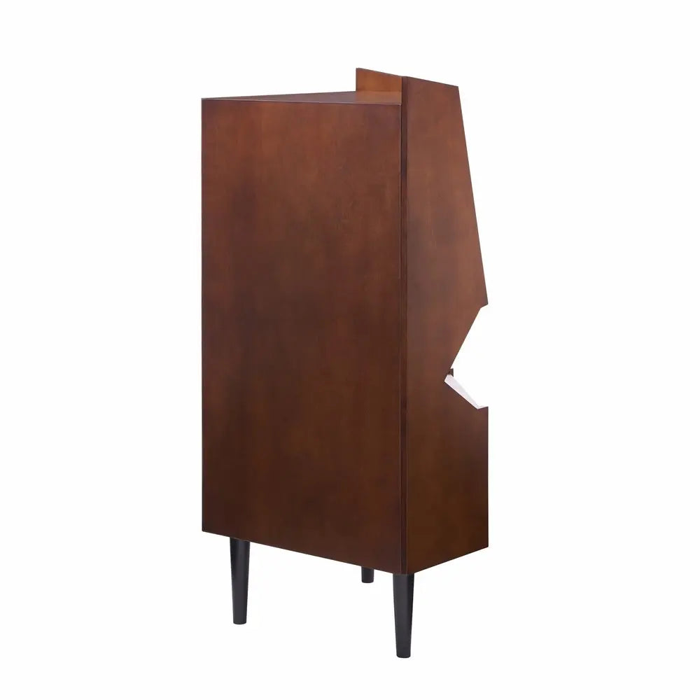 Cosmo Brown and Black Corner Bar Cabinet HomeRoots