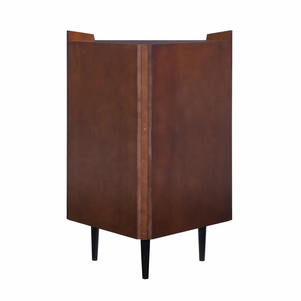 Cosmo Brown and Black Corner Bar Cabinet HomeRoots