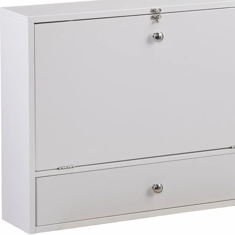 26" White Wall Mounted Floating Desk HomeRoots