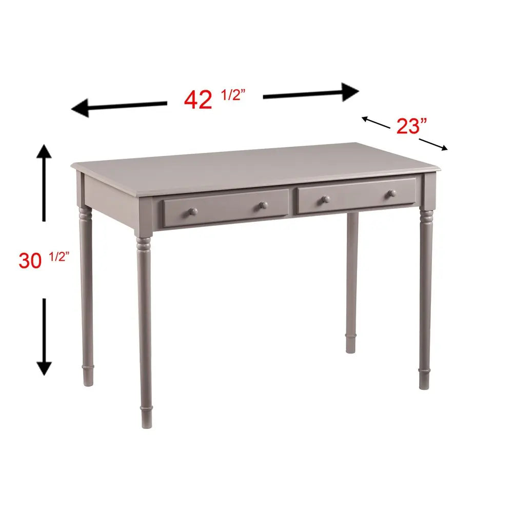43" Gray Solid Wood Writing Desk With Two Drawers HomeRoots