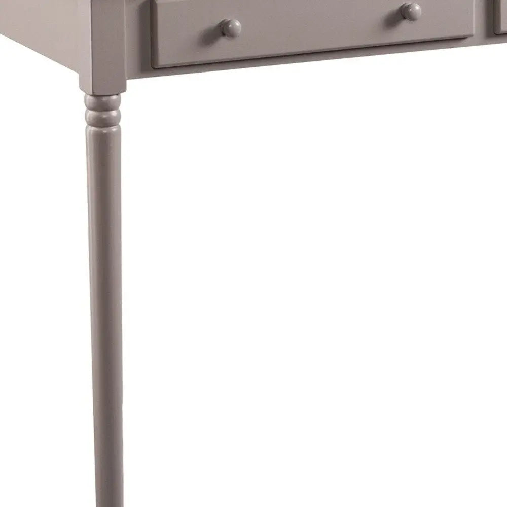 43" Gray Solid Wood Writing Desk With Two Drawers HomeRoots