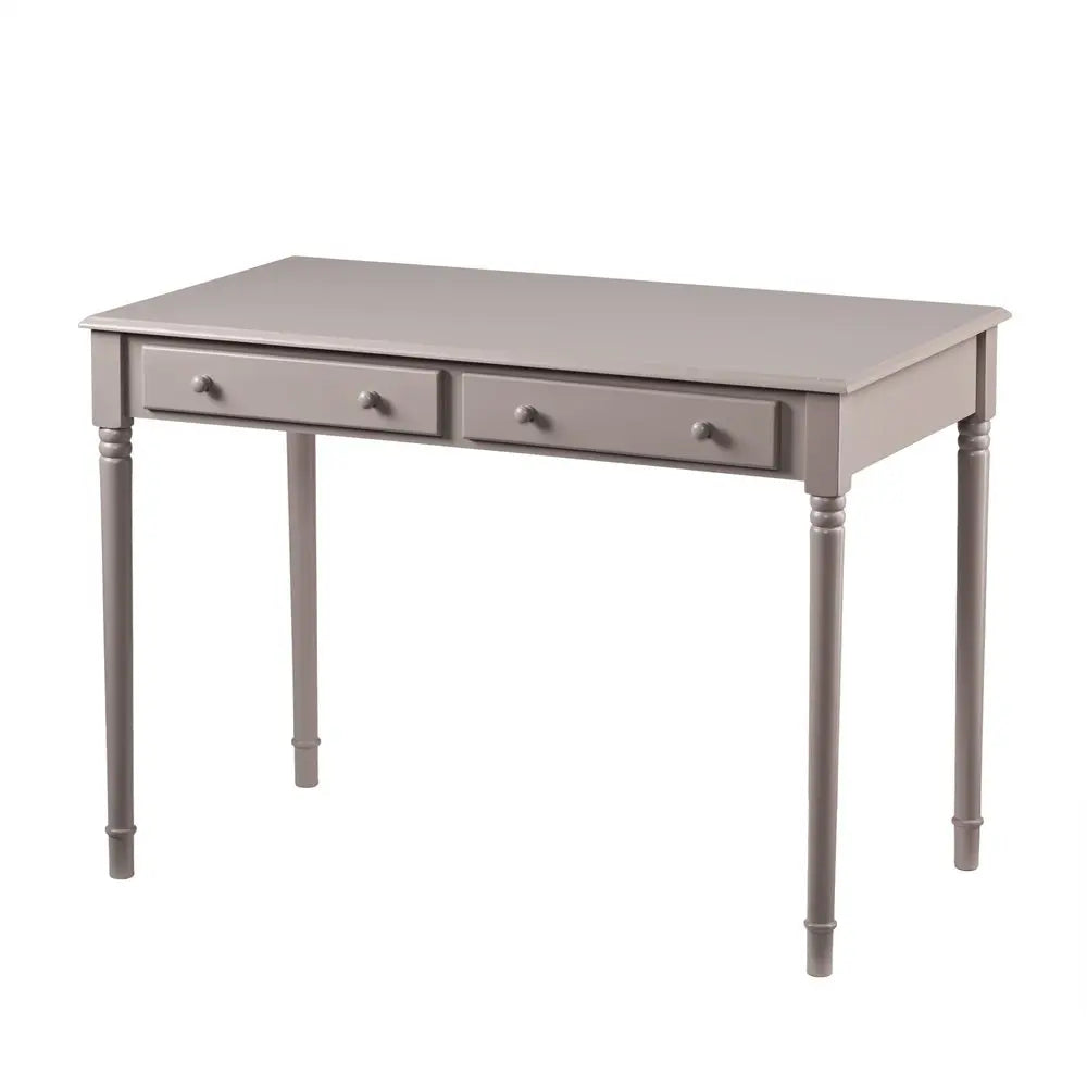 43" Gray Solid Wood Writing Desk With Two Drawers HomeRoots