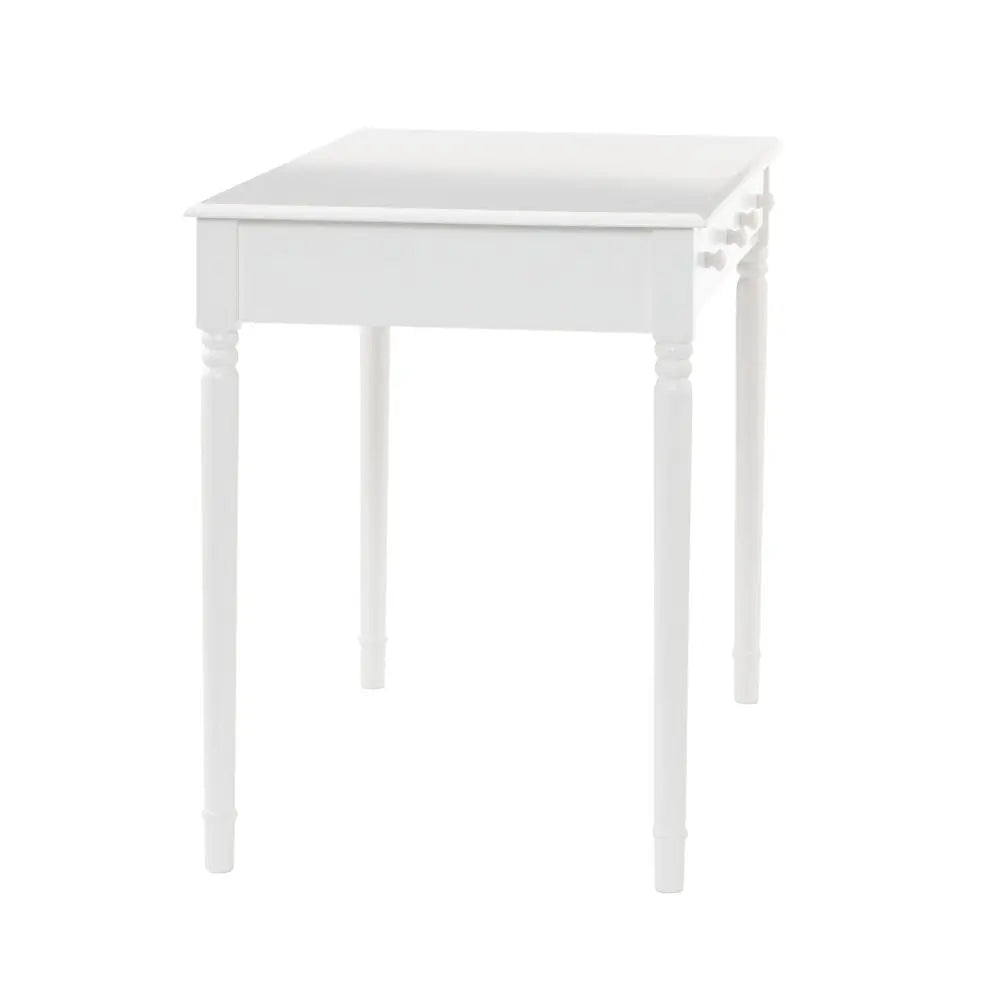 43" White Solid Wood Writing Desk With Two Drawers HomeRoots