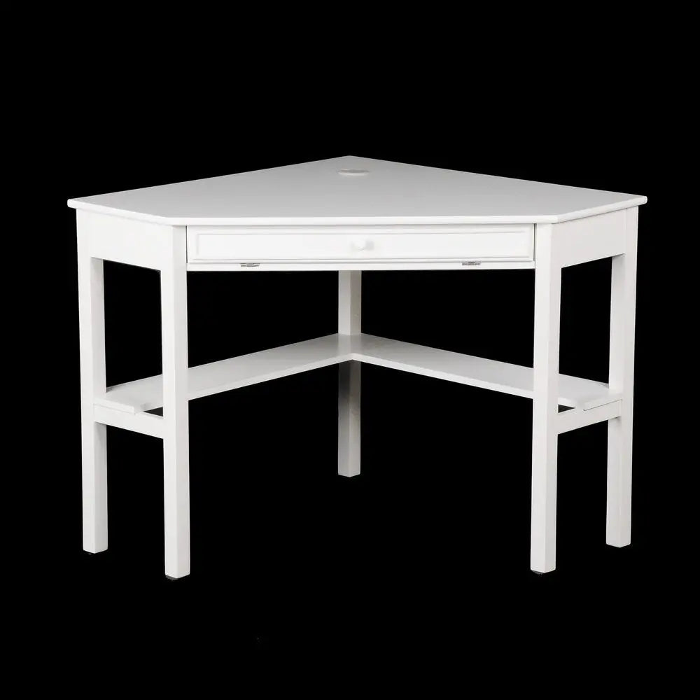 48" White Solid Wood Corner Writing Desk HomeRoots