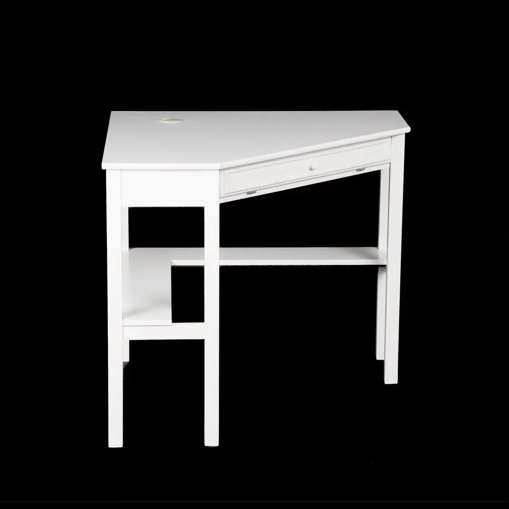 48" White Solid Wood Corner Writing Desk HomeRoots