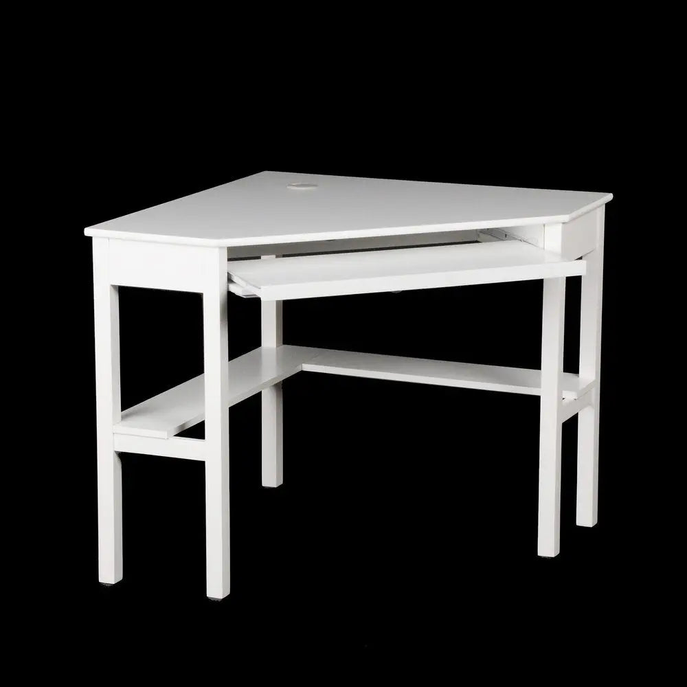 48" White Solid Wood Corner Writing Desk HomeRoots