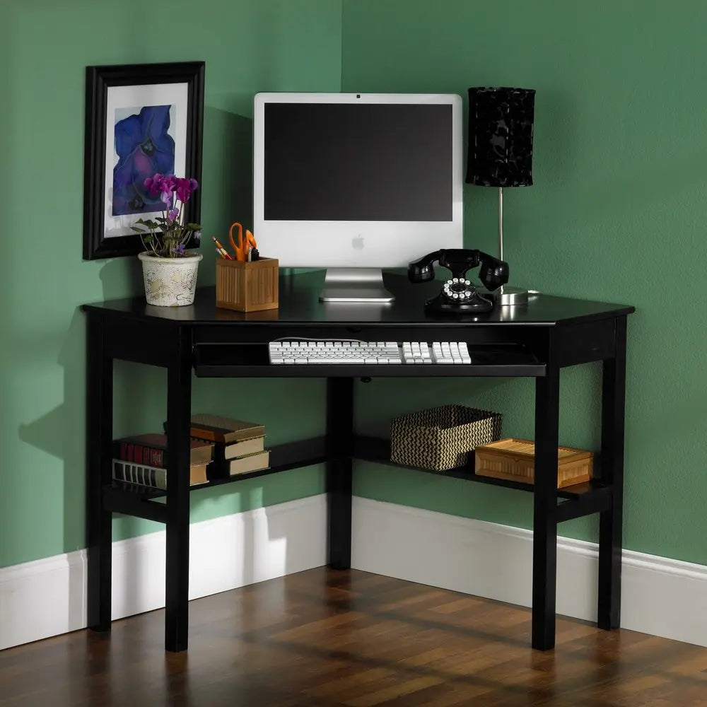 Black Corner Computer Desk HomeRoots