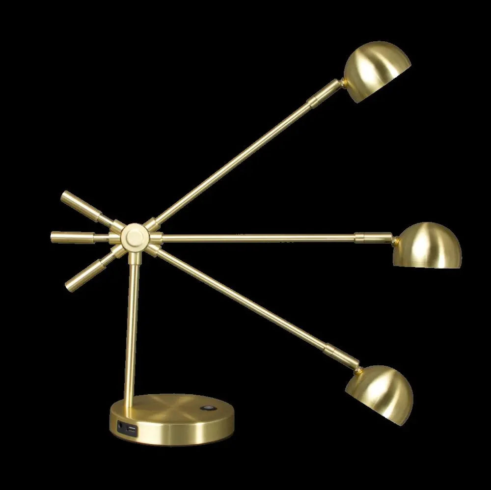 Shiny Satin Brass LED Adjustable Desk Lamp HomeRoots