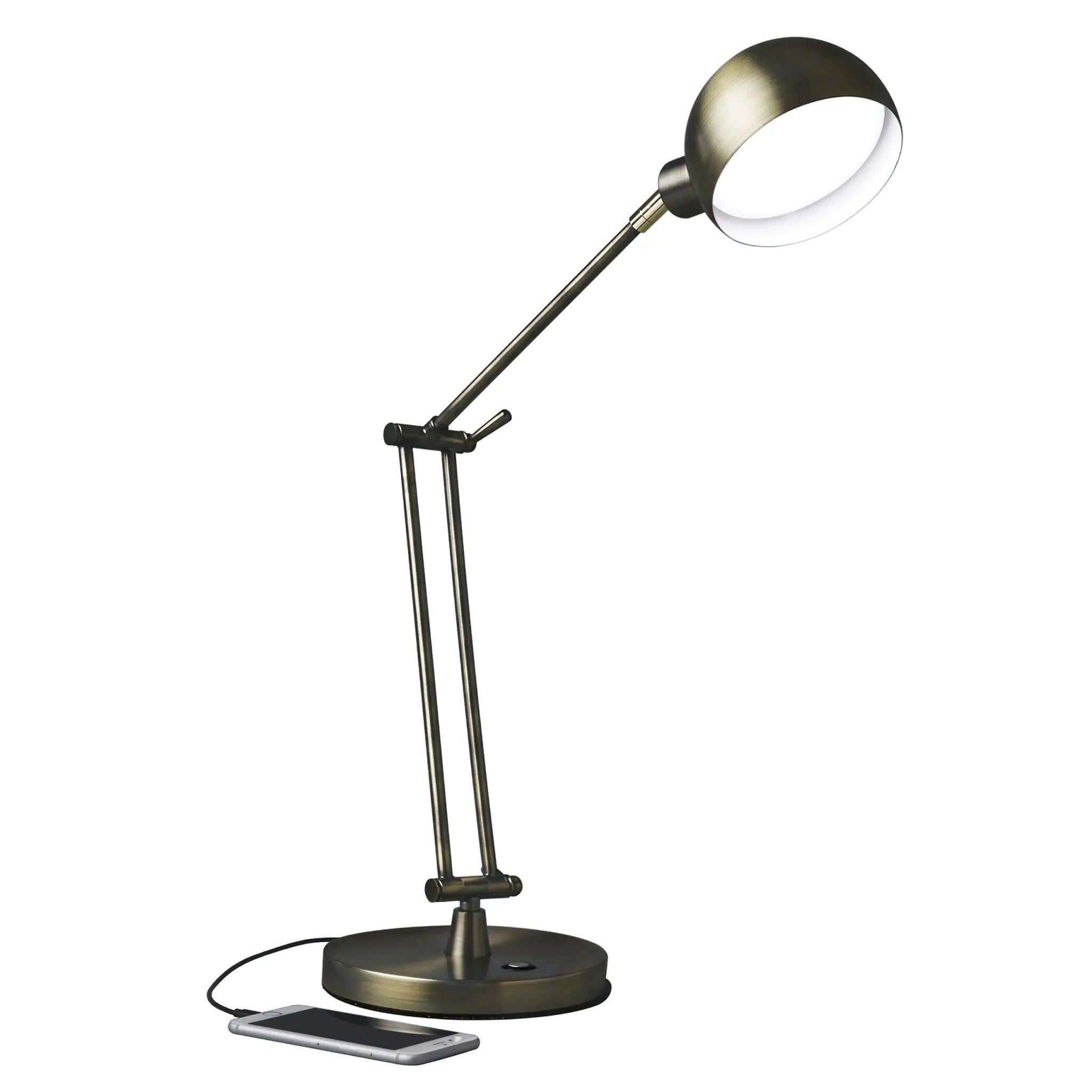 Shiny Satin Brass LED Adjustable Desk Lamp HomeRoots