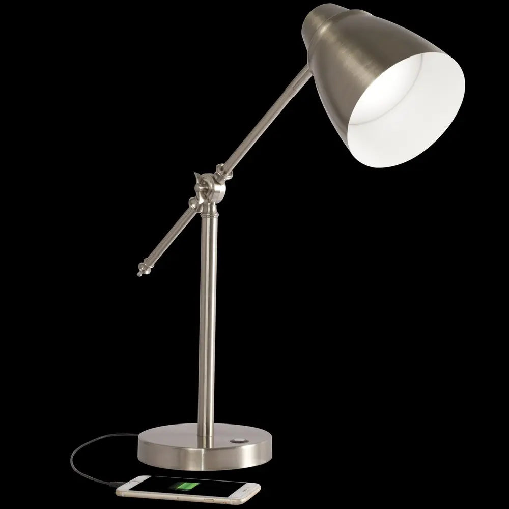 Brushed Silver LED Adjustable Desk Lamp HomeRoots