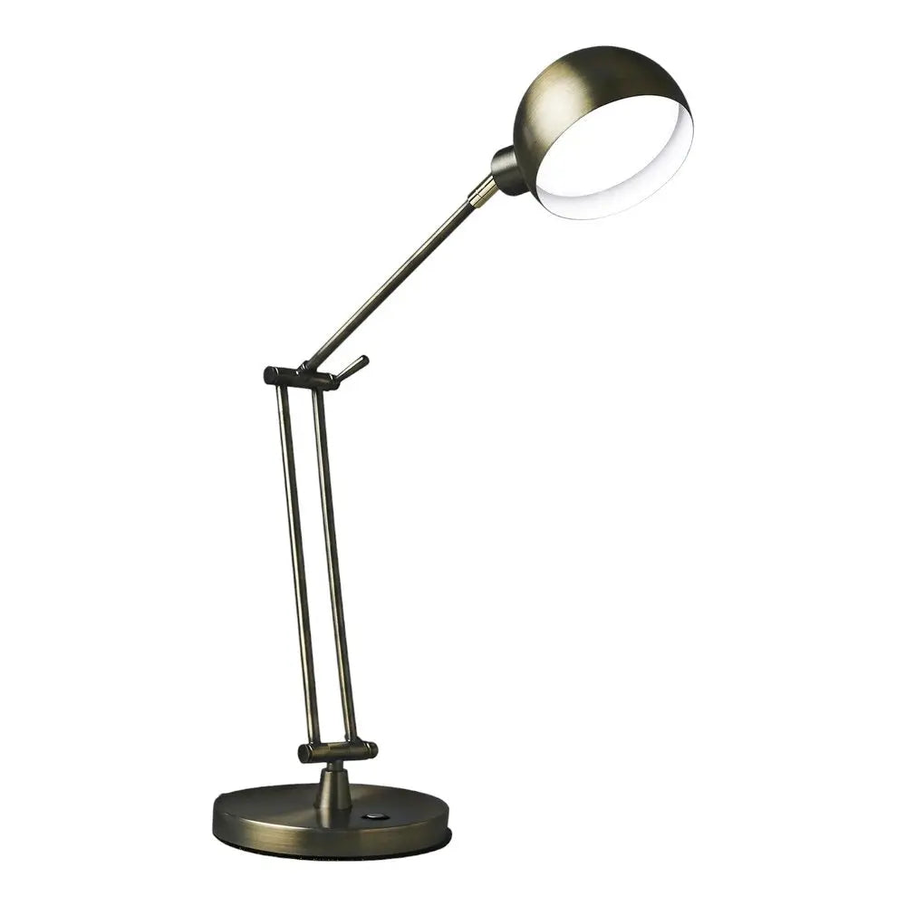 18" Antiqued Bronze Adjustable Swing Arm Desk Lamp USB With Antiqued Bronze Shade HomeRoots