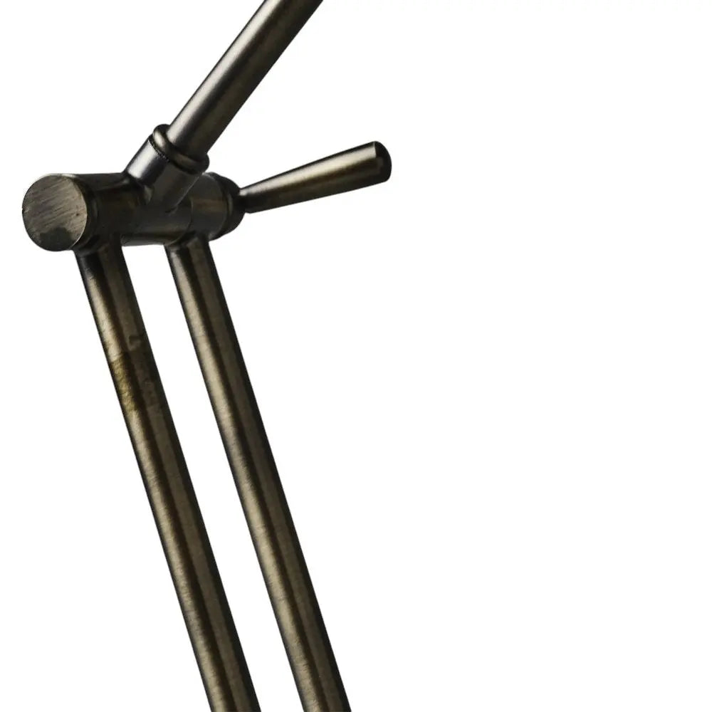 18" Antiqued Bronze Adjustable Swing Arm Desk Lamp USB With Antiqued Bronze Shade HomeRoots
