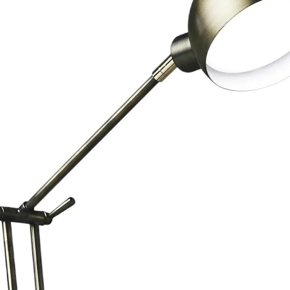 18" Antiqued Bronze Adjustable Swing Arm Desk Lamp USB With Antiqued Bronze Shade HomeRoots