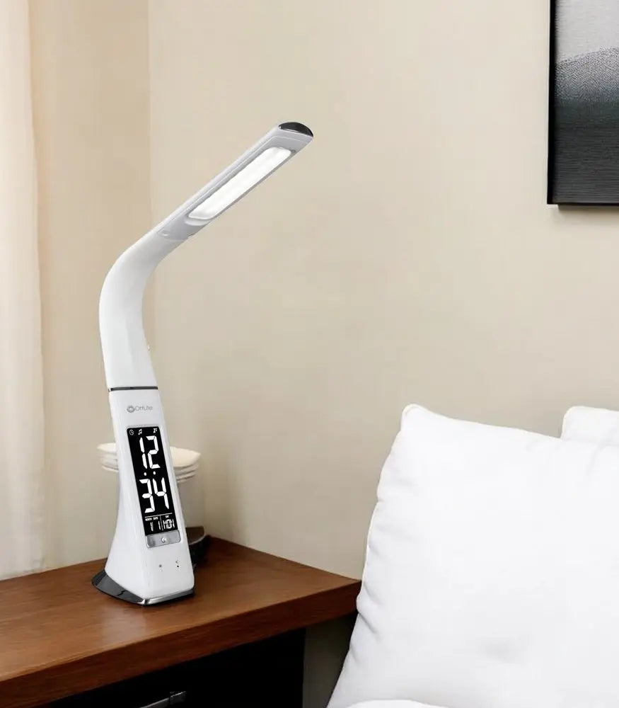 Contemporary White Sanitizing LED Desk Lamp HomeRoots