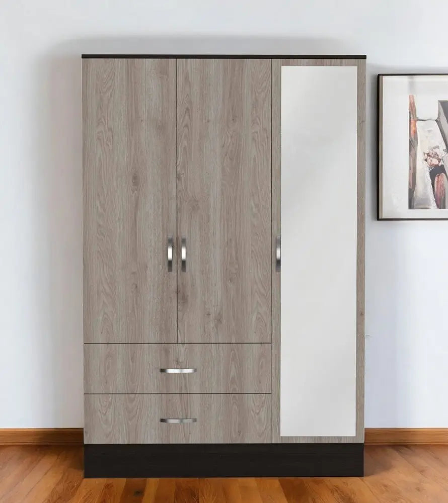 71" Brown and Black Mirrored Two Drawer Combo Dresser HomeRoots