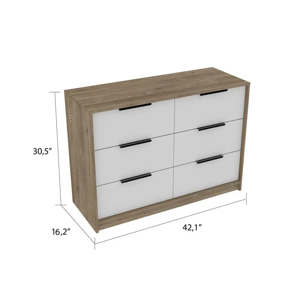 42" Brown and White Four Drawer Dresser HomeRoots