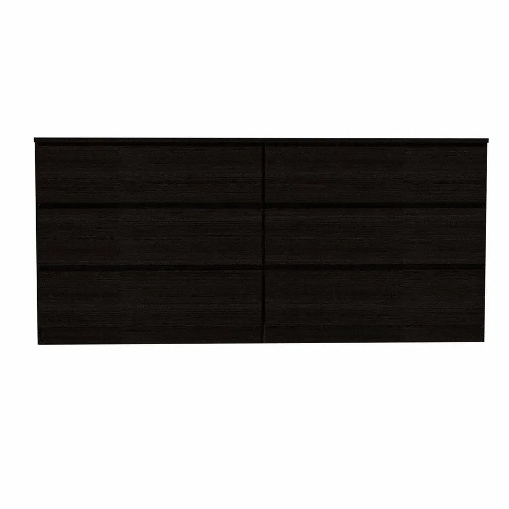 60" Black Six Drawer Double Dresser HomeRoots