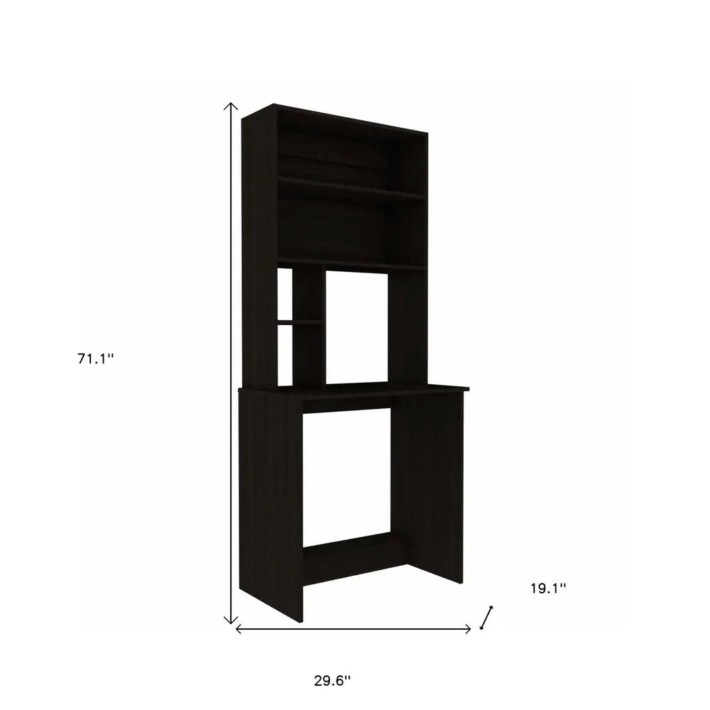 30" Black Computer Desk With Hutch HomeRoots