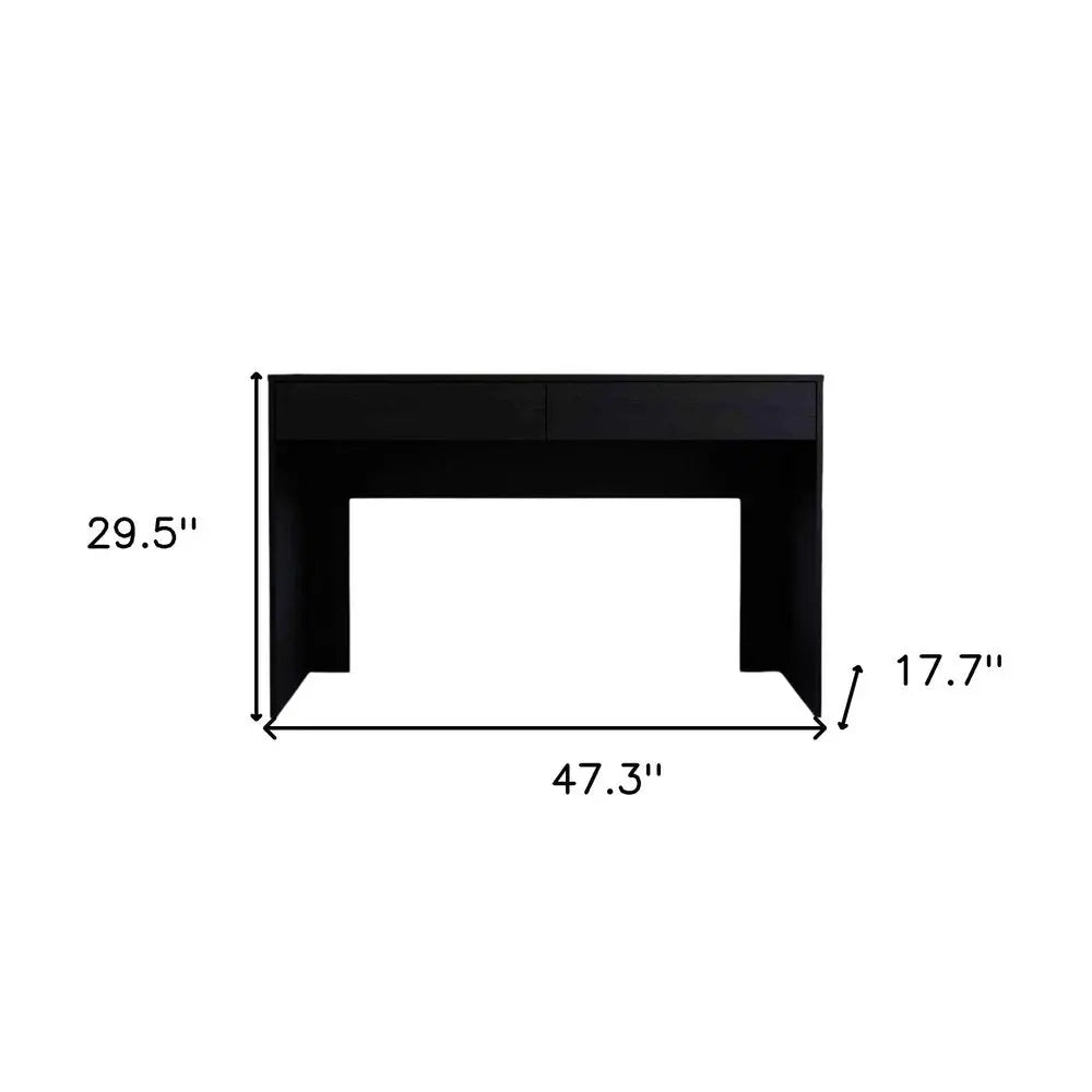 47" Black Computer Desk with Two Drawers