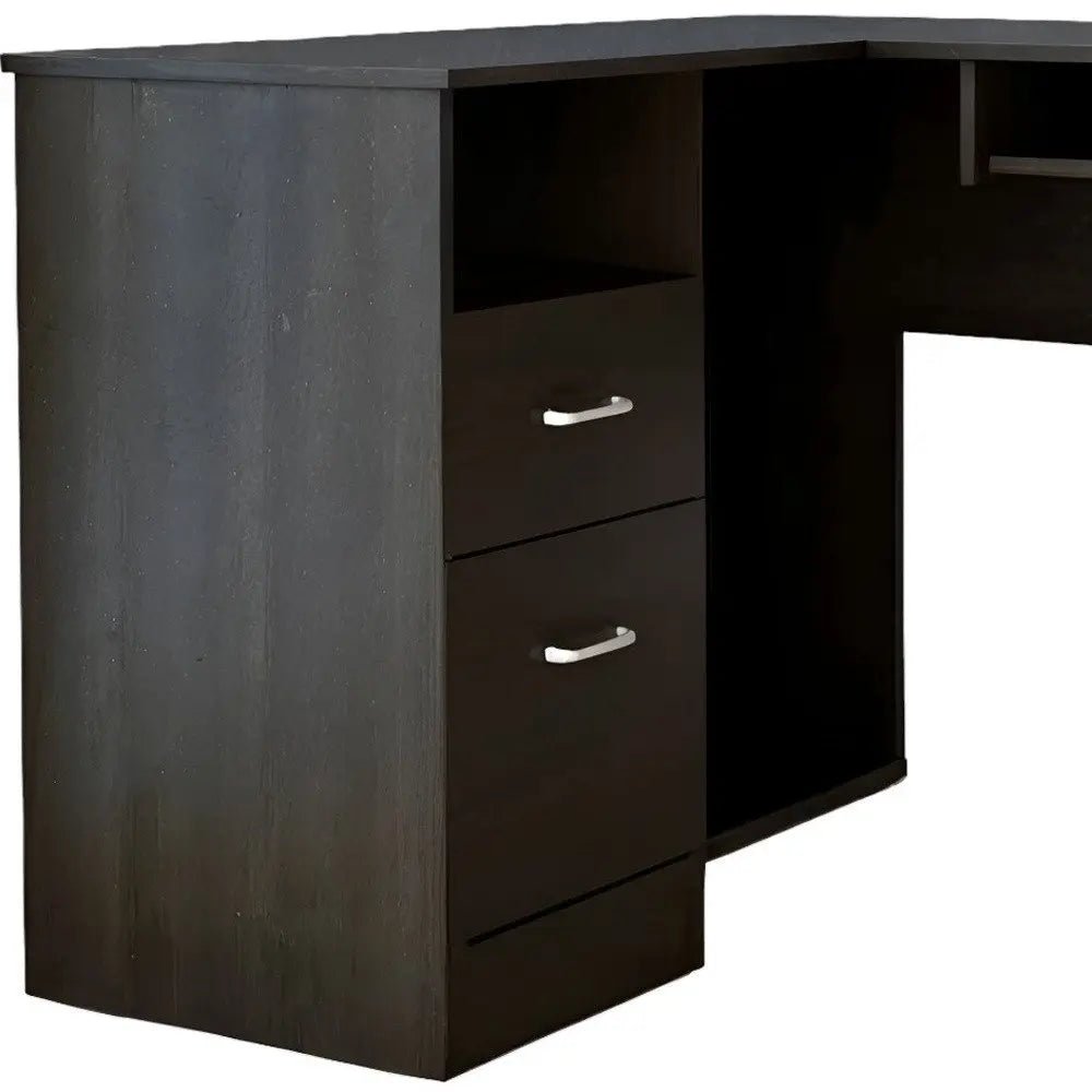 41" Black L Shape Computer Desk With Two Drawers - NOBLE HOME INTERIORS