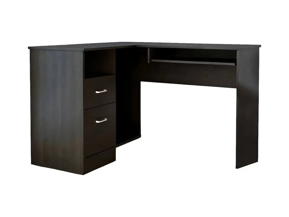 41" Black L Shape Computer Desk With Two Drawers - NOBLE HOME INTERIORS