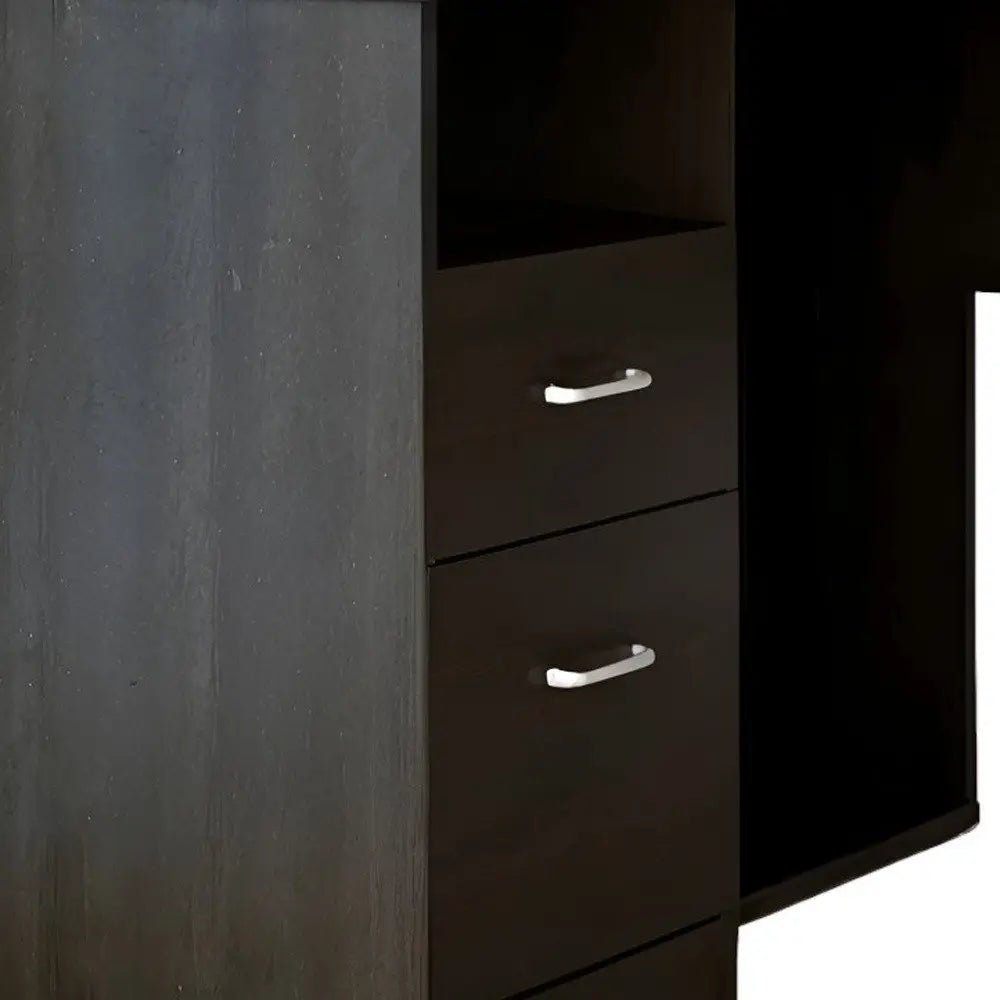 41" Black L Shape Computer Desk With Two Drawers - NOBLE HOME INTERIORS