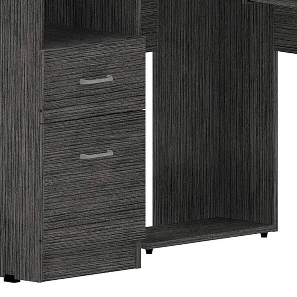 41" Gray L Shape Computer Desk With Two Drawers - NOBLE HOME INTERIORS