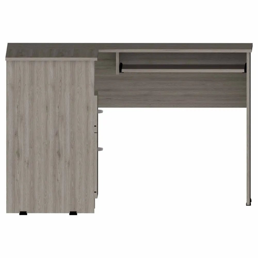 41" Light Gray L Shape Computer Desk With Two Drawers - NOBLE HOME INTERIORS