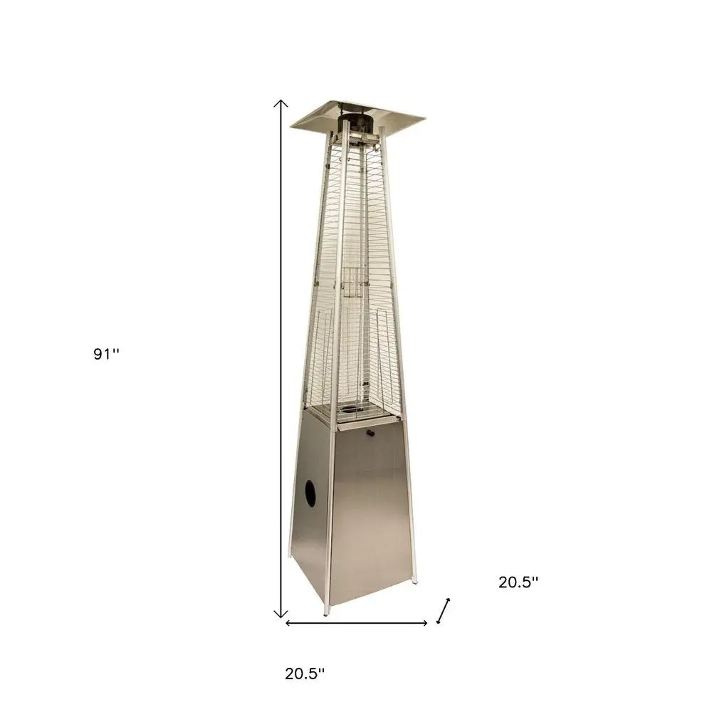 41000 BTU Silver Steel Propane Triangular Pyramid Standing Patio Heater - NOBLE HOME INTERIORS