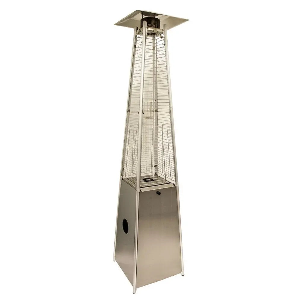 41000 BTU Silver Steel Propane Triangular Pyramid Standing Patio Heater - NOBLE HOME INTERIORS