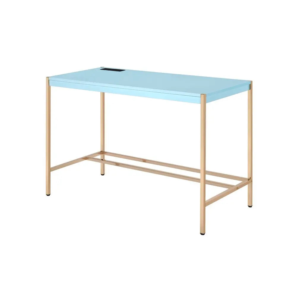 42" Baby Blue and Gold Writing Desk - NOBLE HOME INTERIORS