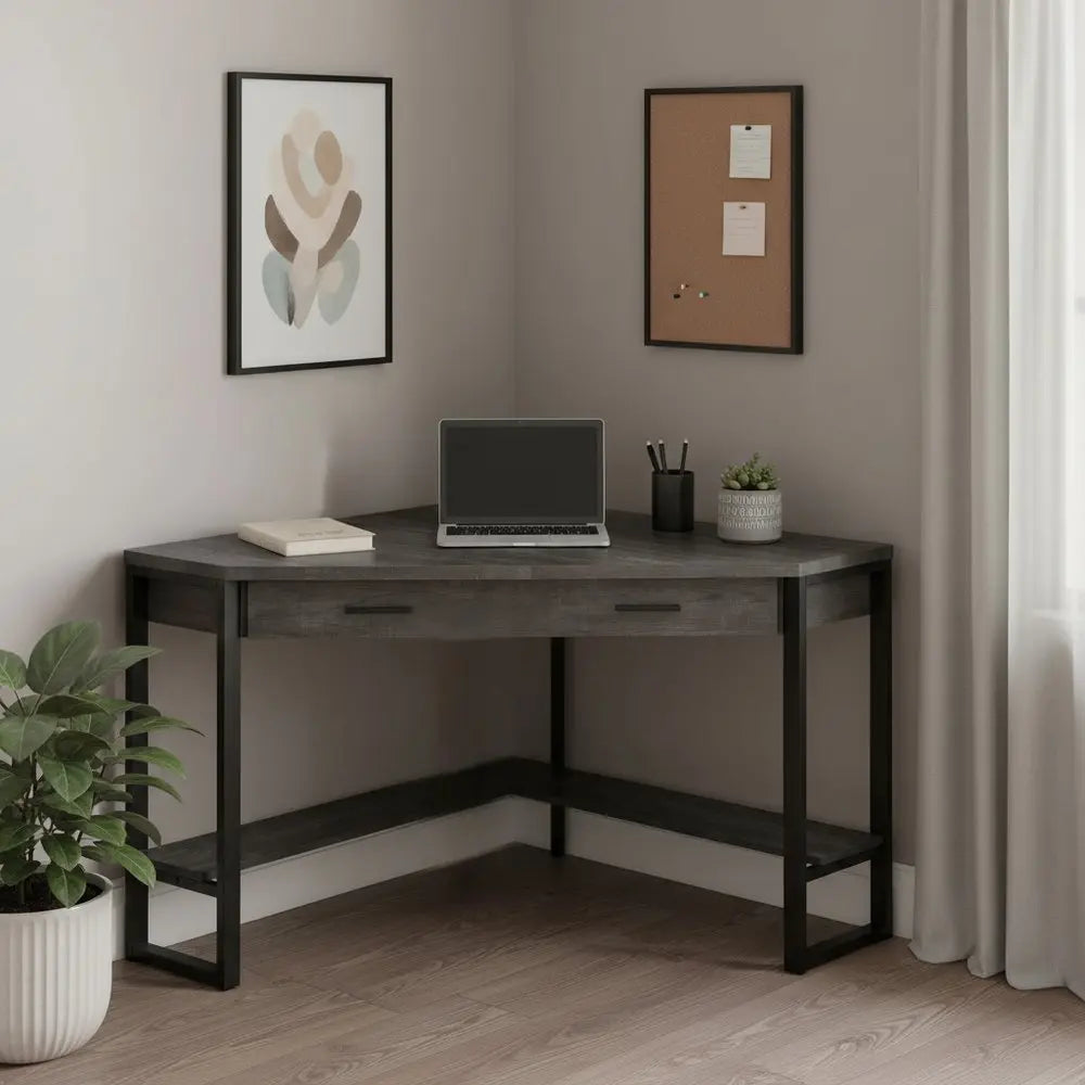 42" Black Corner Computer Desk - NOBLE HOME INTERIORS