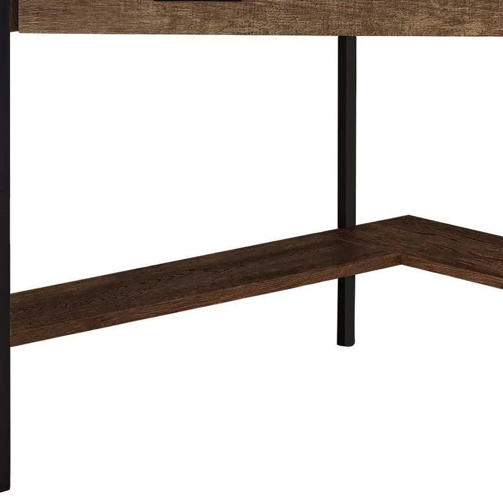 42" Brown and Black Corner Computer Desk - NOBLE HOME INTERIORS